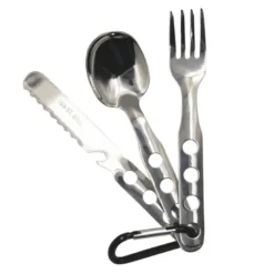 Kit de couverts inox laken 3 pièces avec mousqueton