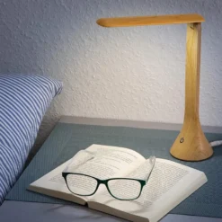 Lampe bureau led tactile bois - inclinable - usb ou piles