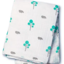 Lange mousseline - aqua hippo
