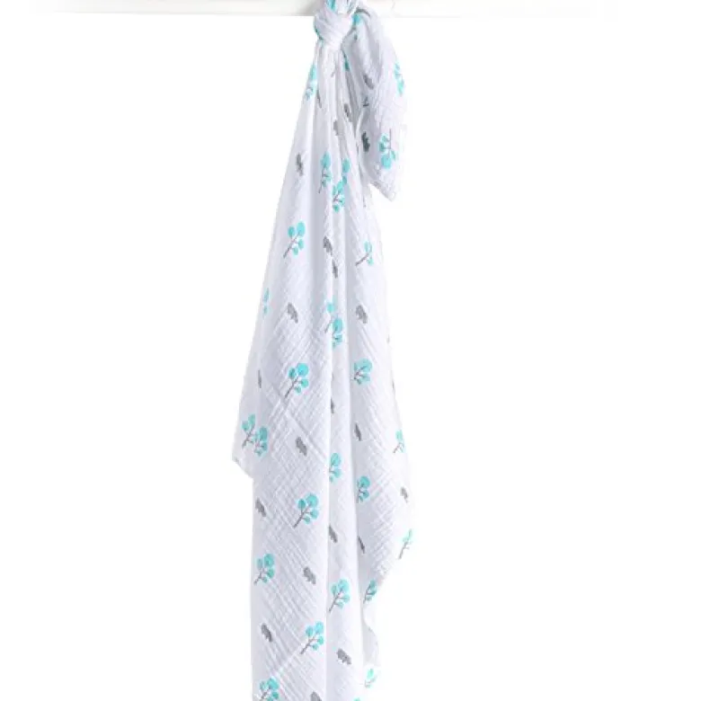Lange mousseline - aqua hippo