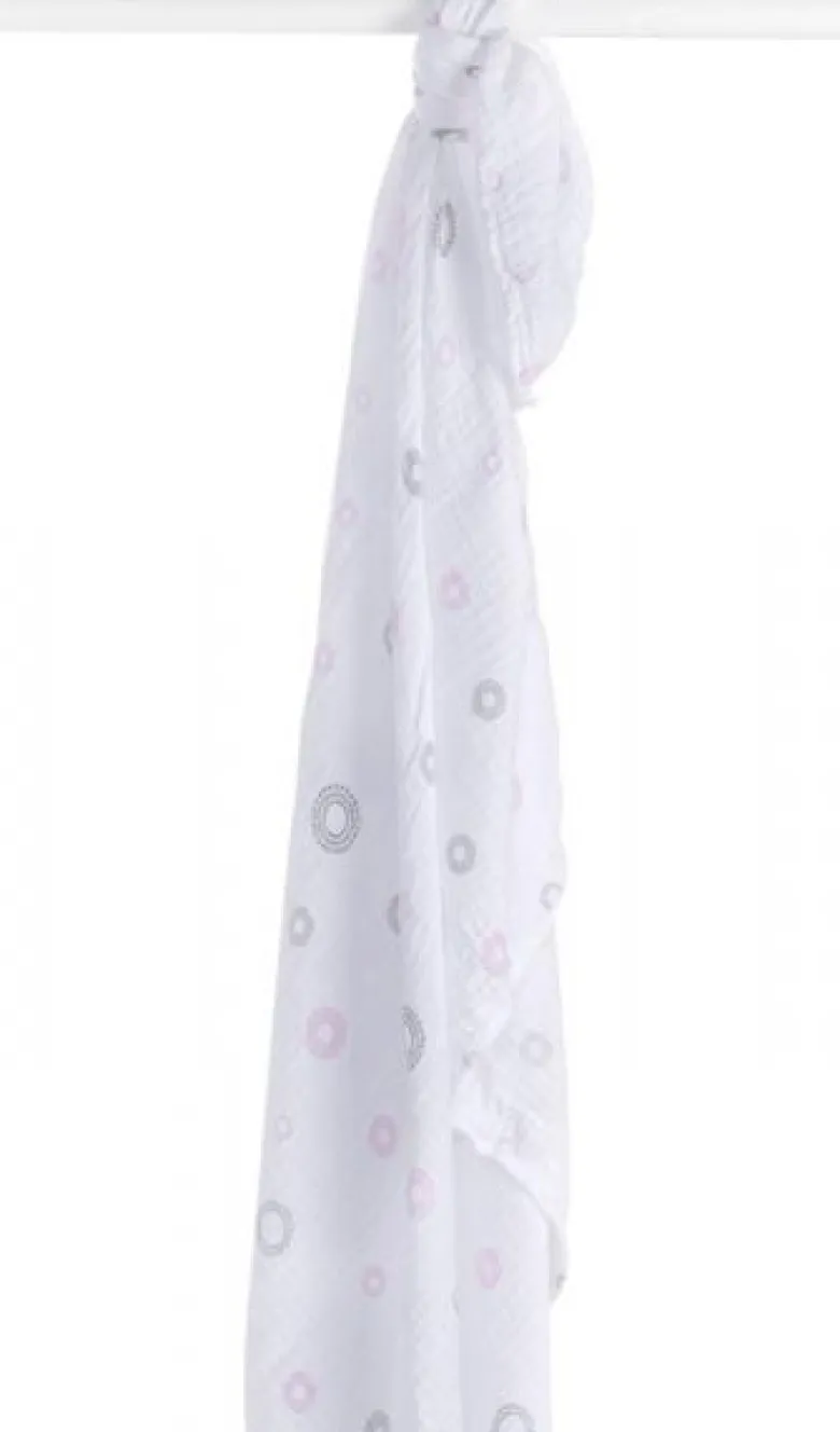 Lange mousseline - cercles roses