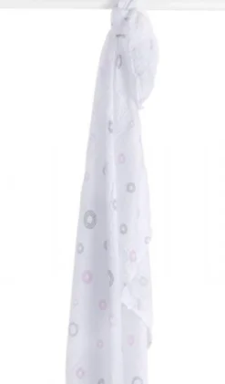 Lange mousseline - cercles roses