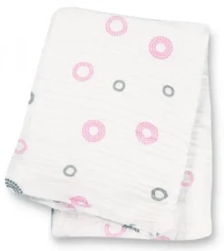 Lange mousseline - cercles roses