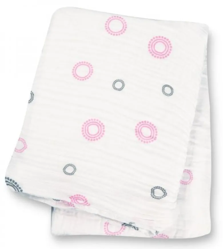 Lange mousseline - cercles roses