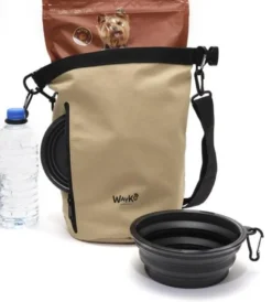 Le sac à nourriture 3-en-1 étanche : 2 gamelles et porte-clés en silicone