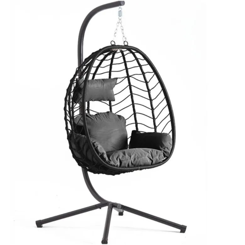 Lima fauteuil suspendu en résine effet rotin noir