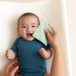 Lingettes coton bio blanc et vert