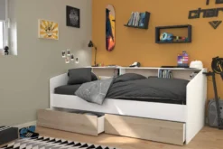 Lit banquette paolo tiroir couleur bois
