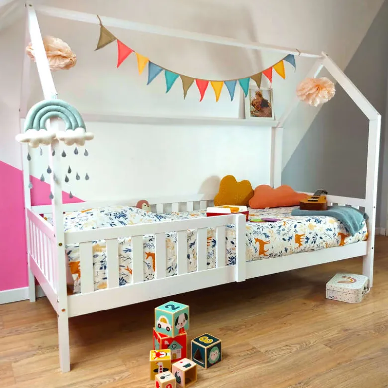 Lit cabane pour enfant 190x90cm blanc marceau