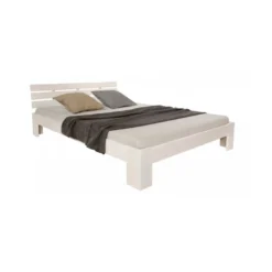 Lit double en bois 120 x 200 cm blanc