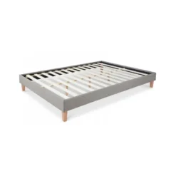 Lit double rembourre 140 x 200 cm gris