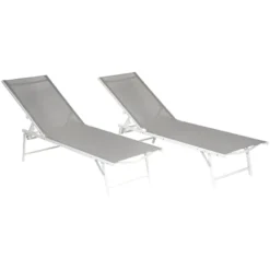 Lot de 2 bains de soleil pliants sicilia en textilène gris