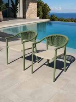 Lot de 2 fauteuils de jardin - vert olive