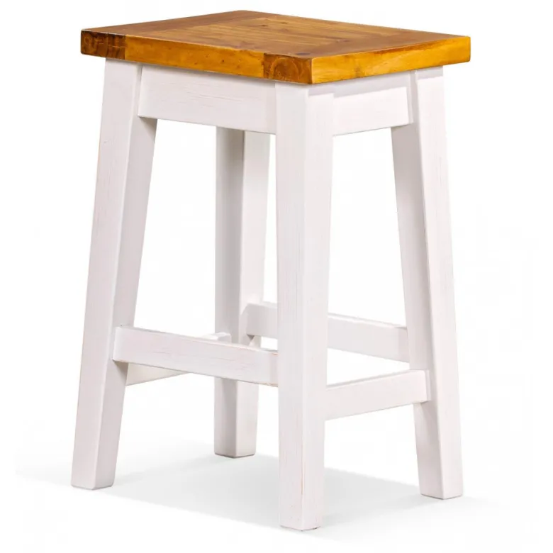 Lot de 2 tabourets bois blanc - théomine