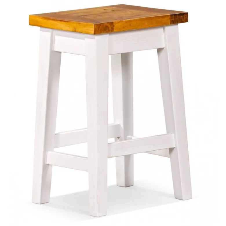 Lot de 2 tabourets bois blanc - théomine