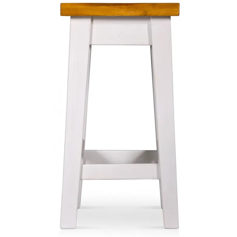 Lot de 2 tabourets bois blanc - théomine