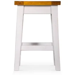 Lot de 2 tabourets bois blanc - théomine
