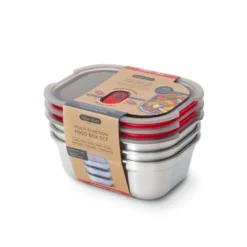 Lunch box en inox micro-ondable -set de 3 x 600ml