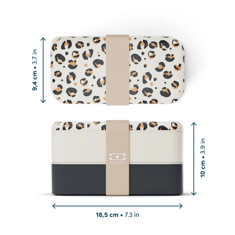 Lunch box rectangle 2x500ml leopard