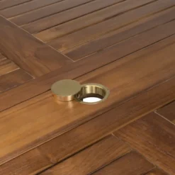 Maeva - table de jardin 4 à 5 pers. Table ronde rabats bois teck huilé