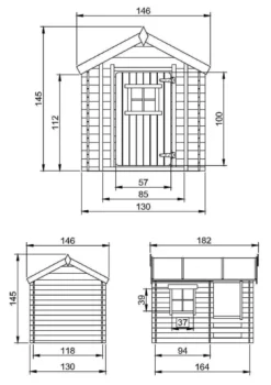 Maison en bois pour enfants - 182x146xh145cm-1.1m2