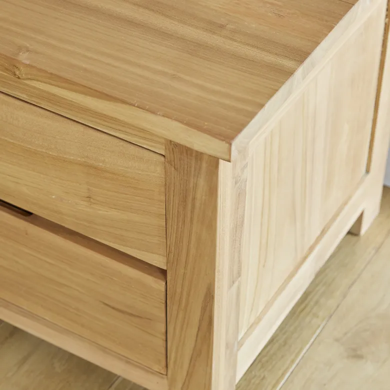 Meuble tv en bois de teck 4 tiroirs