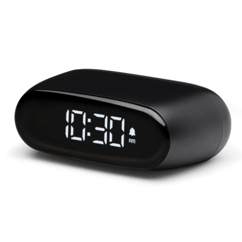 Mini réveil Lexon Minut commande tactile batterie rechargeable Noir