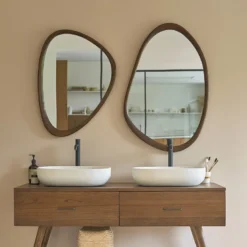 Miroir organique mindi finition noyer