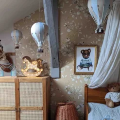 Montgolfière décorative beige et bleu