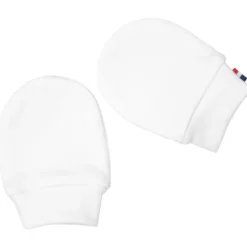 moufles de naissance en coton blanc