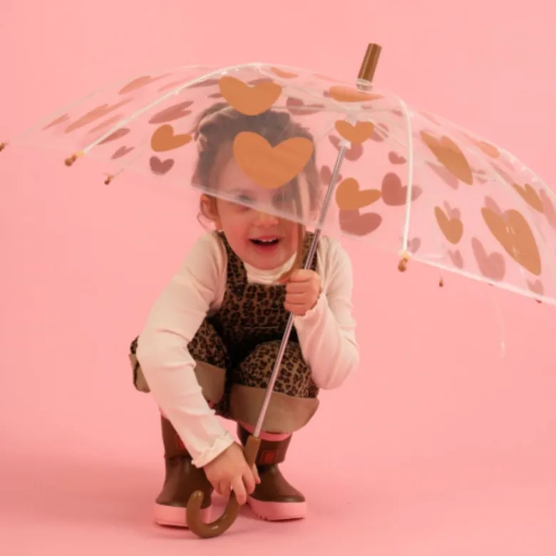 Parapluie cœurs marron