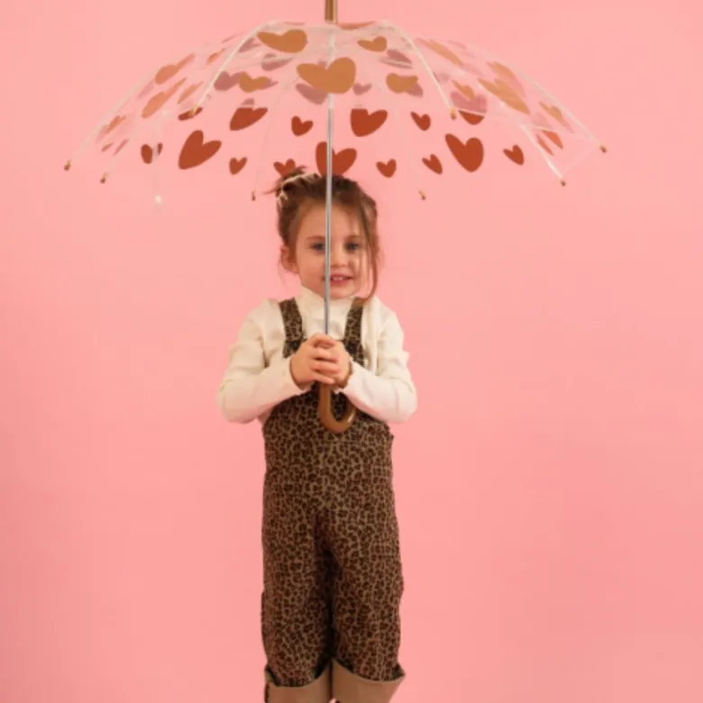Parapluie cœurs marron