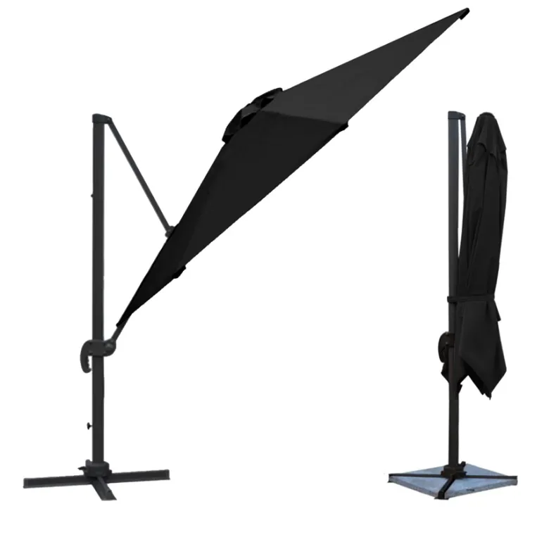 Parasol déporté molokai carré 3x3m noir + housse