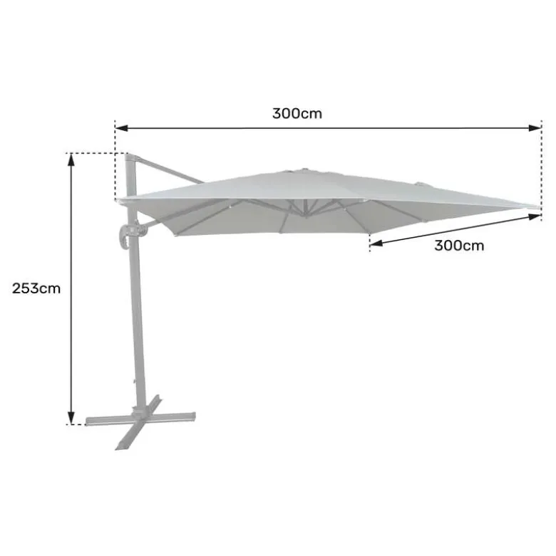 Parasol déporté molokai carré 3x3m noir + housse