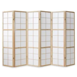 Paravent bois 6 pans clair