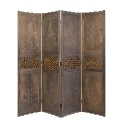 Paravent 4 pans bois marron