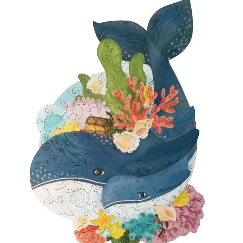 Paulette et sacha puzzle en bois baleine
