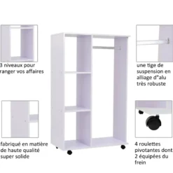 Penderie de rangement sur roulettes
