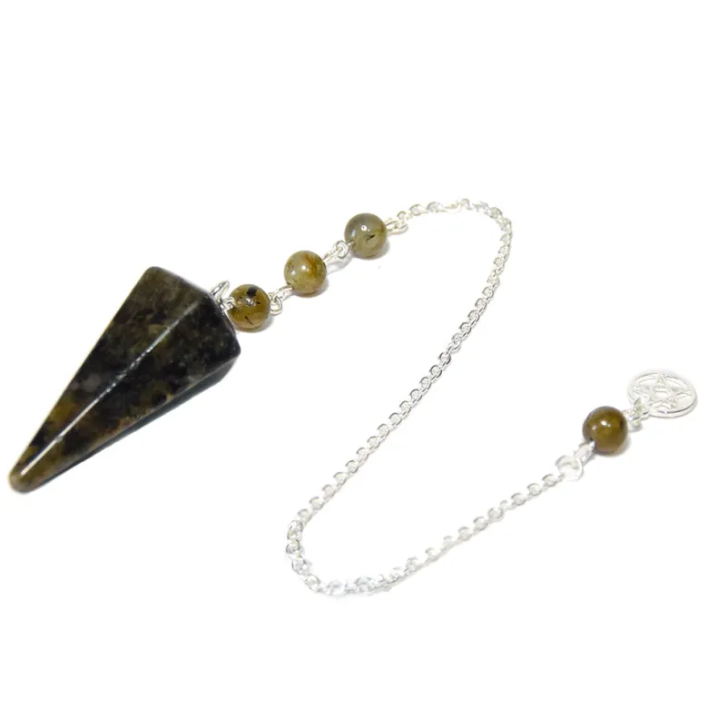 Pendule hexagonal labradorite pentacle