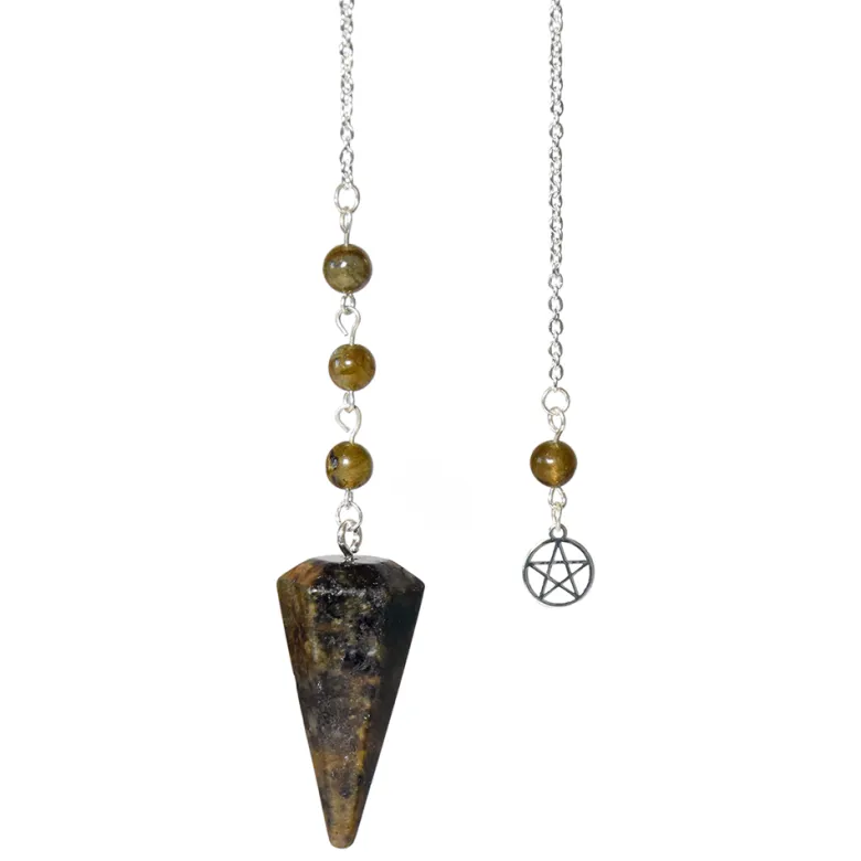 Pendule hexagonal labradorite pentacle