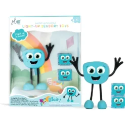 Personnage blair bleu et 2 cubes lumineux