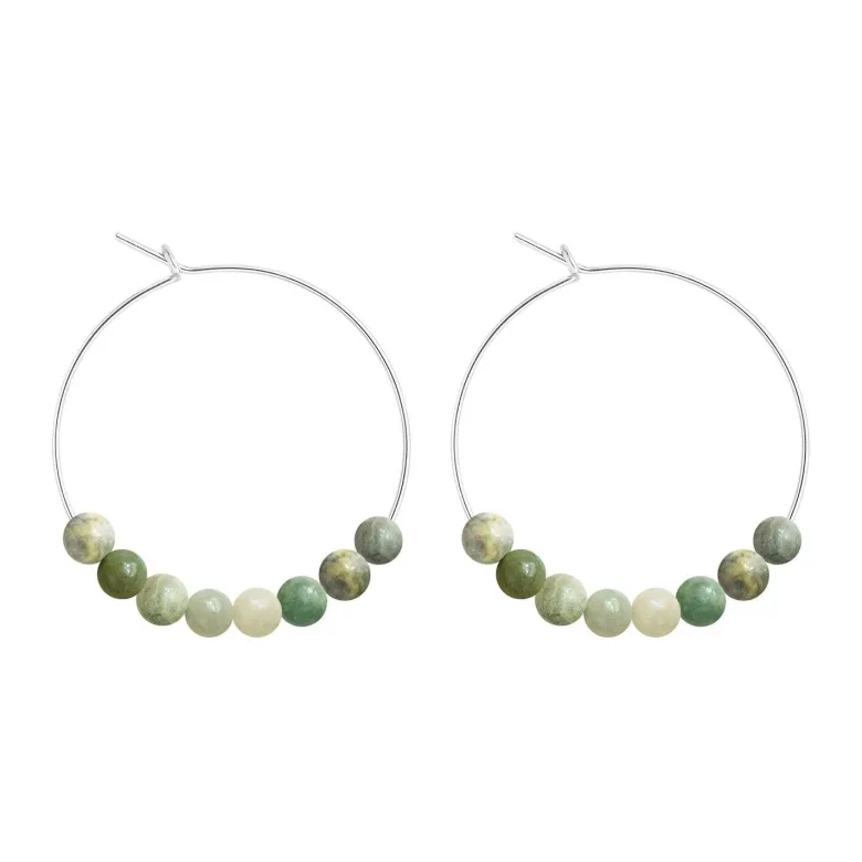 Petites créoles jade & argent