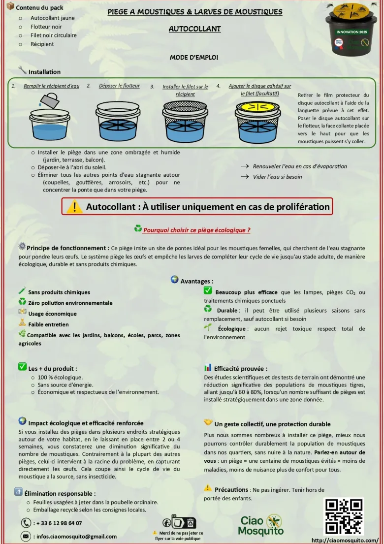 Piège moustique avec récipient 1 pièce