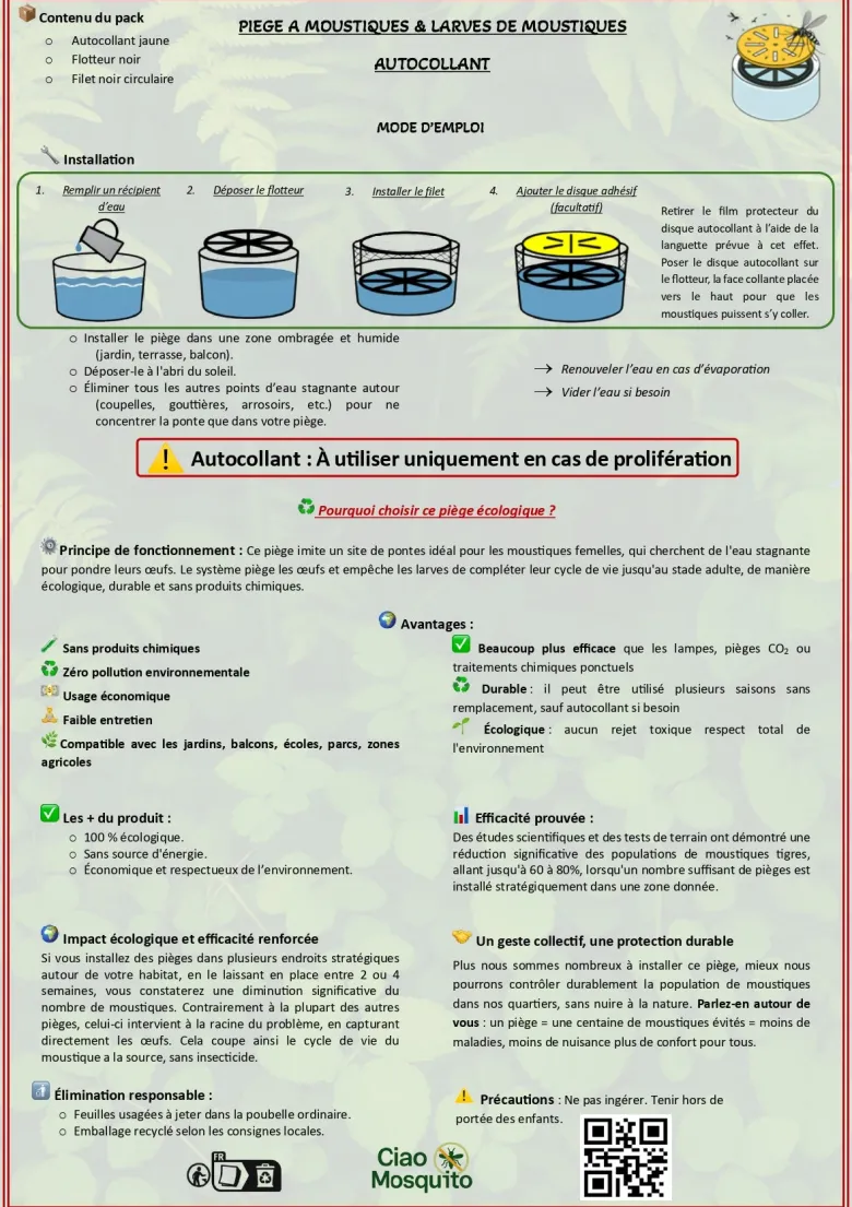 Piège moustiques et larves naturel