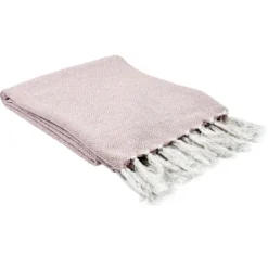 Plaid imprimé géométrique avec franges