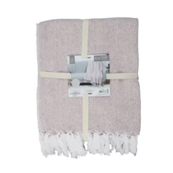 Plaid imprimé géométrique avec franges