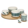 Plateau apéritif bois et porcelaine