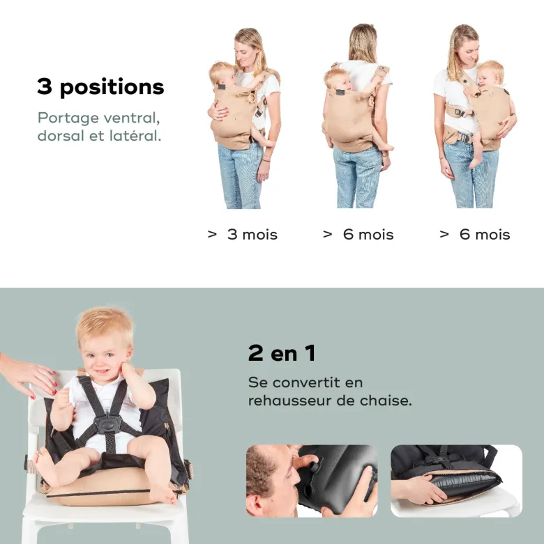 Porte-bébé évolutif moov & boost beige Beige