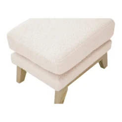 Pouf repose-pieds déhoussable en tissu effet laine bouclée blanc cassé oslo