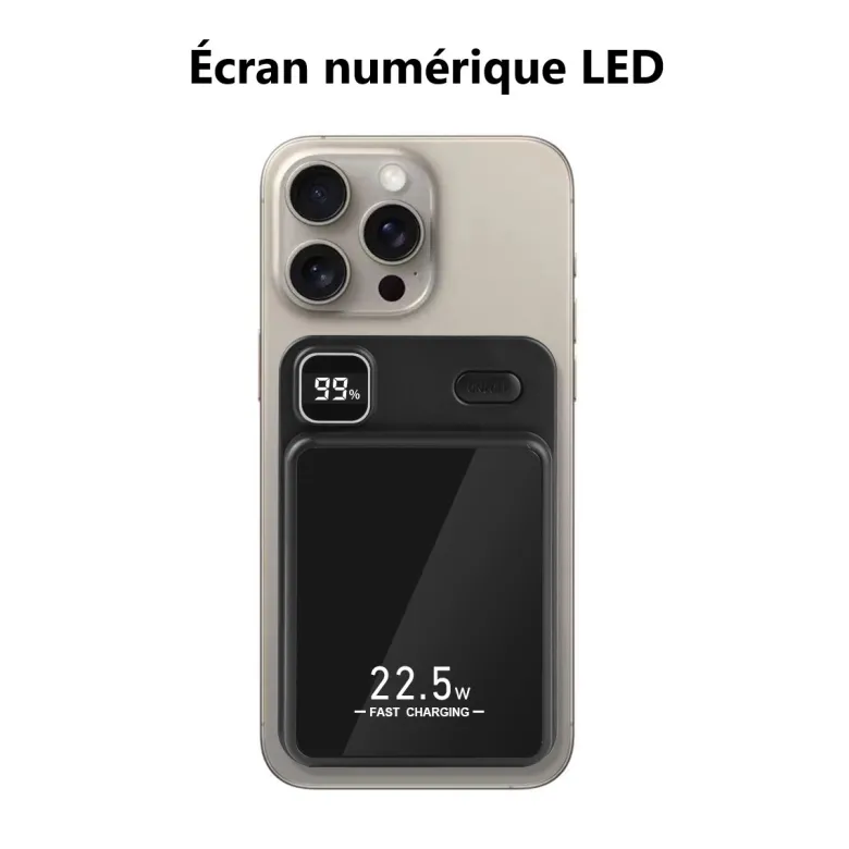 Power bank 10000 mah avec ecran led magsafe